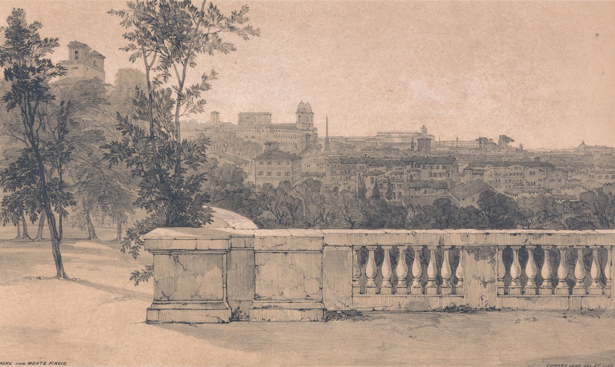 Rzym widziany z Monte Pincio autorstwa Edward Lear