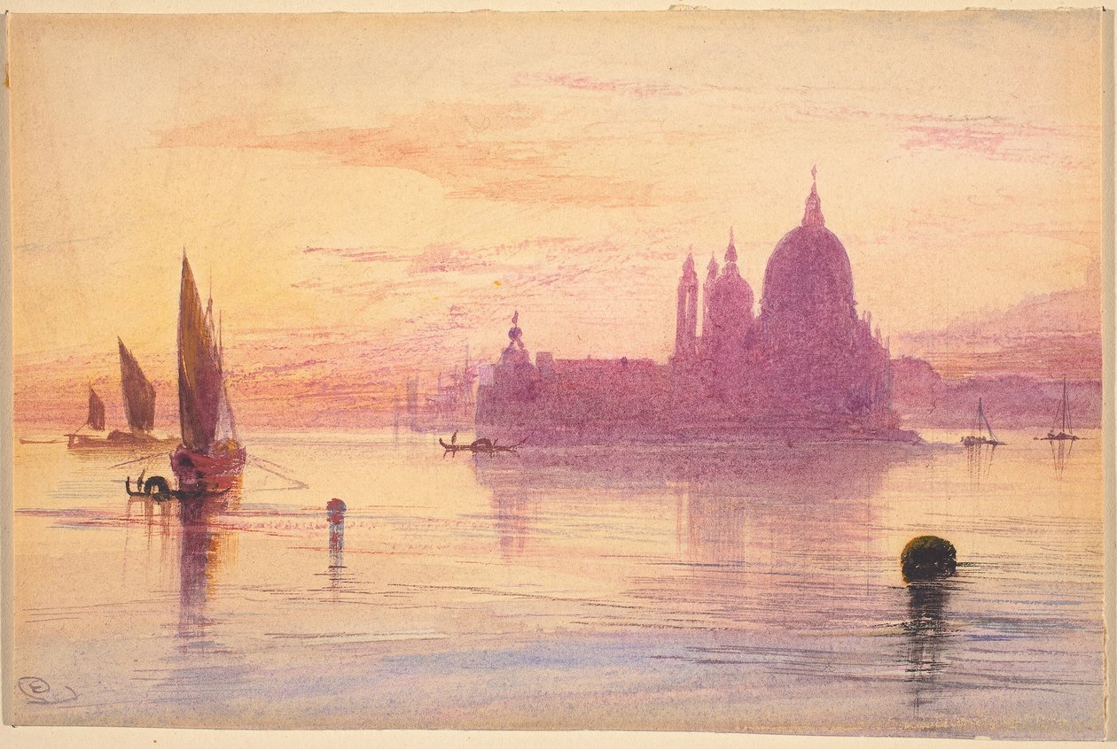 Santa Maria della Salute, Wenecja, o zachodzie słońca autorstwa Edward Lear
