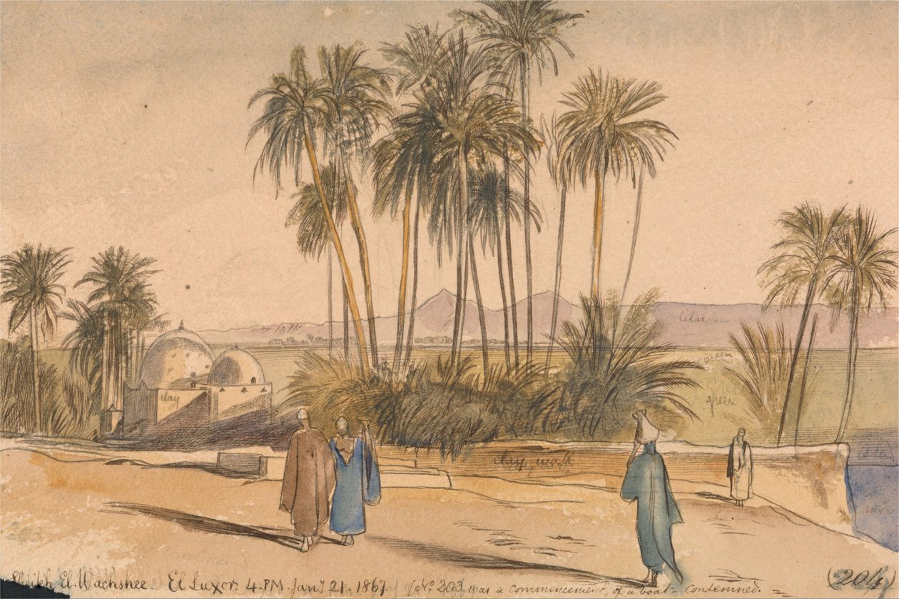 Szejk El Wachshee, El Luxor autorstwa Edward Lear