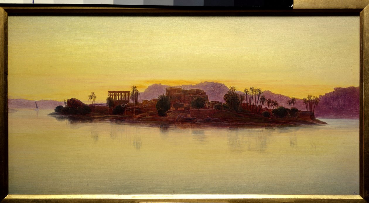Zachód słońca na wyspie Philae w Egipcie Obraz Edwarda Leara (1812-1888) (ec.angl.) 1861 Ndz. 0,23x0,43 m Chantilly, Musee Conde autorstwa Edward Lear