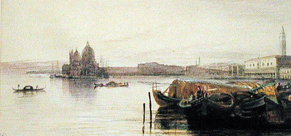 Kościół Santa Maria della Salute, Wenecja (akwarela na papierze) autorstwa Edward Lear