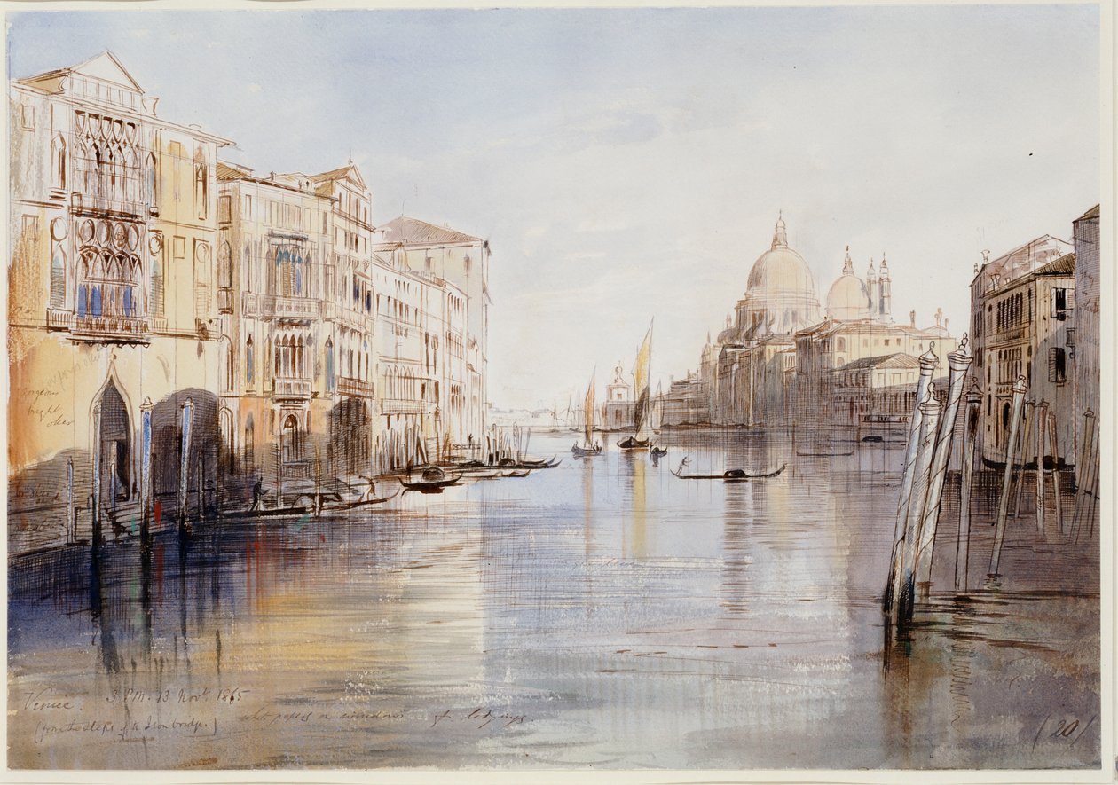 Canal Grande, z Santa Maria Della Salute, Wenecja, Włochy, 1865 autorstwa Edward Lear