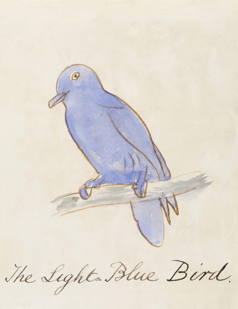 Jasnoniebieski ptak, z „szesnastu rysunków komiksowych ptaków” autorstwa Edward Lear