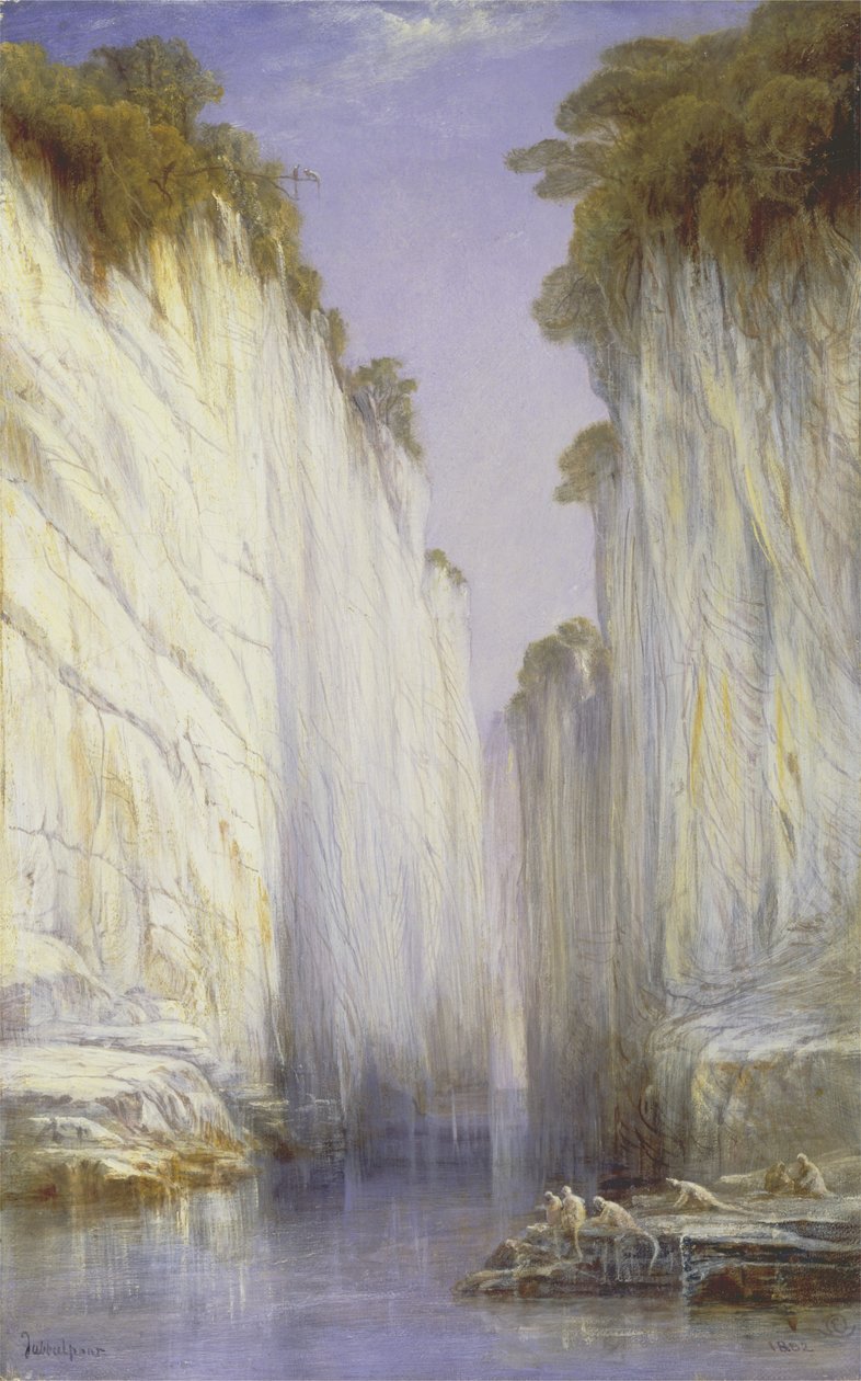 Marmurowe Skały - Nerbudda Jubbolpore (olej na płótnie) autorstwa Edward Lear
