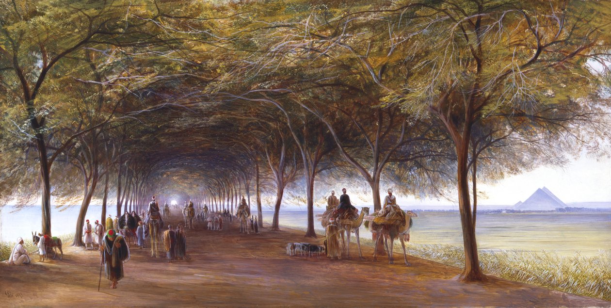 „Droga do piramid w Gizie”, c1873 autorstwa Edward Lear