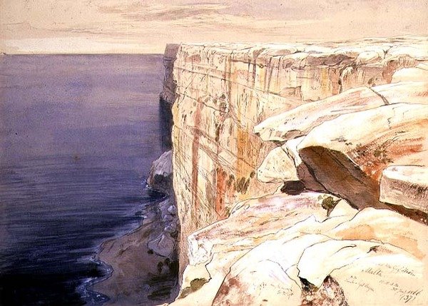 Skały w pobliżu Garf Hasan, Malta autorstwa Edward Lear