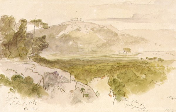 Świątynia Aphaia na Eginie autorstwa Edward Lear