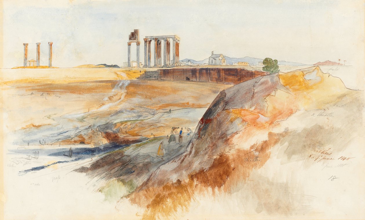 Świątynia Zeusa Olimpijskiego, Ateny autorstwa Edward Lear