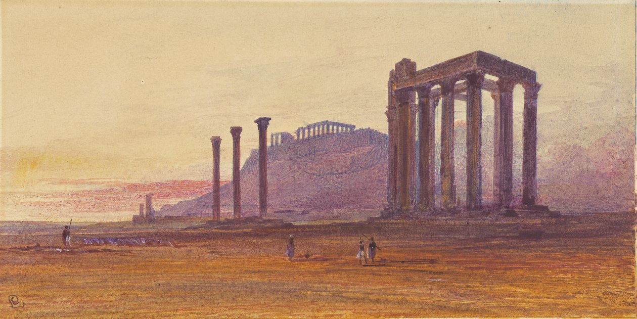 Świątynia Zeusa Olimpijskiego, Grecja autorstwa Edward Lear