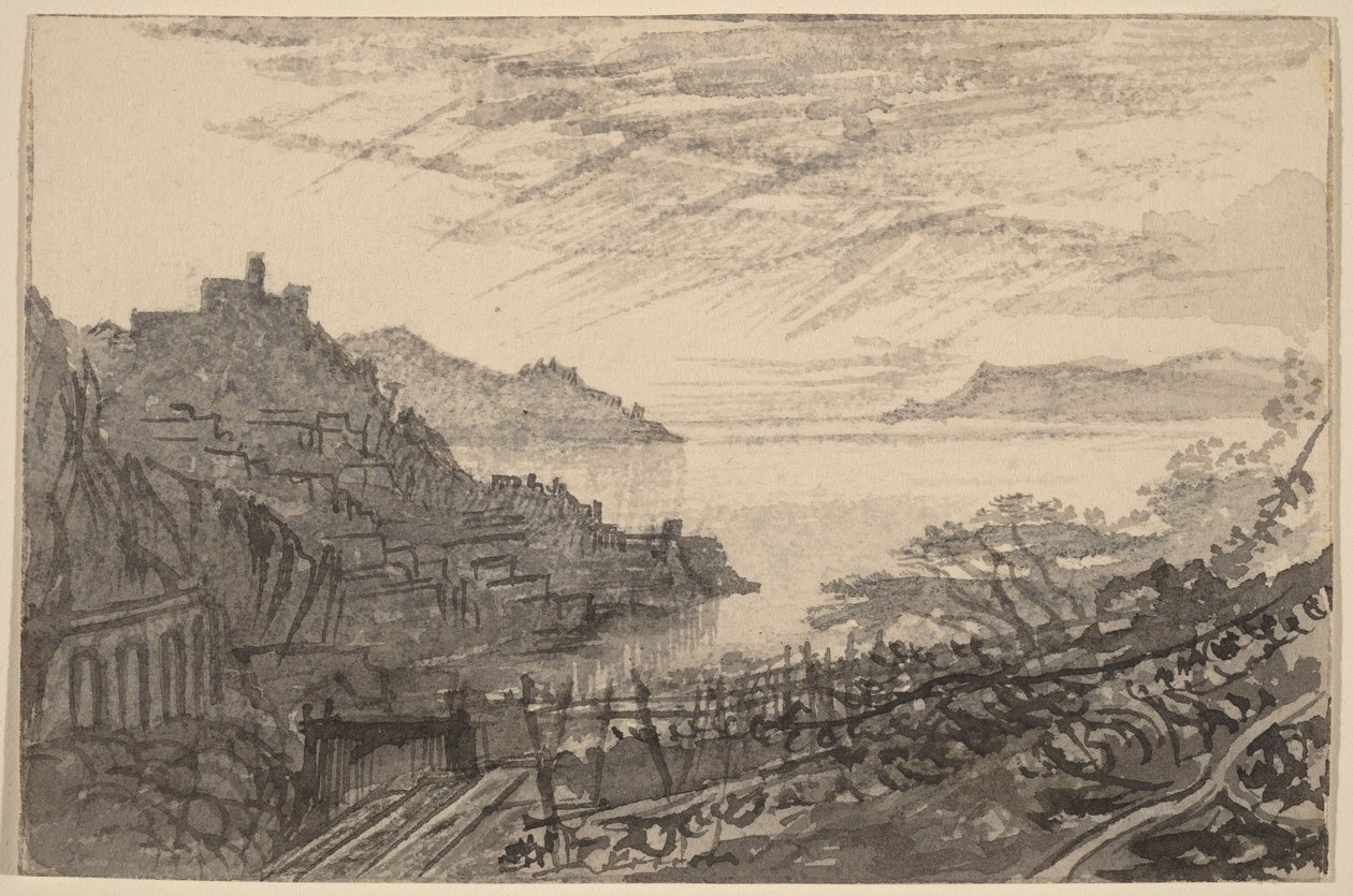 Widok na zatokę ze wzgórza (Amalfi) autorstwa Edward Lear