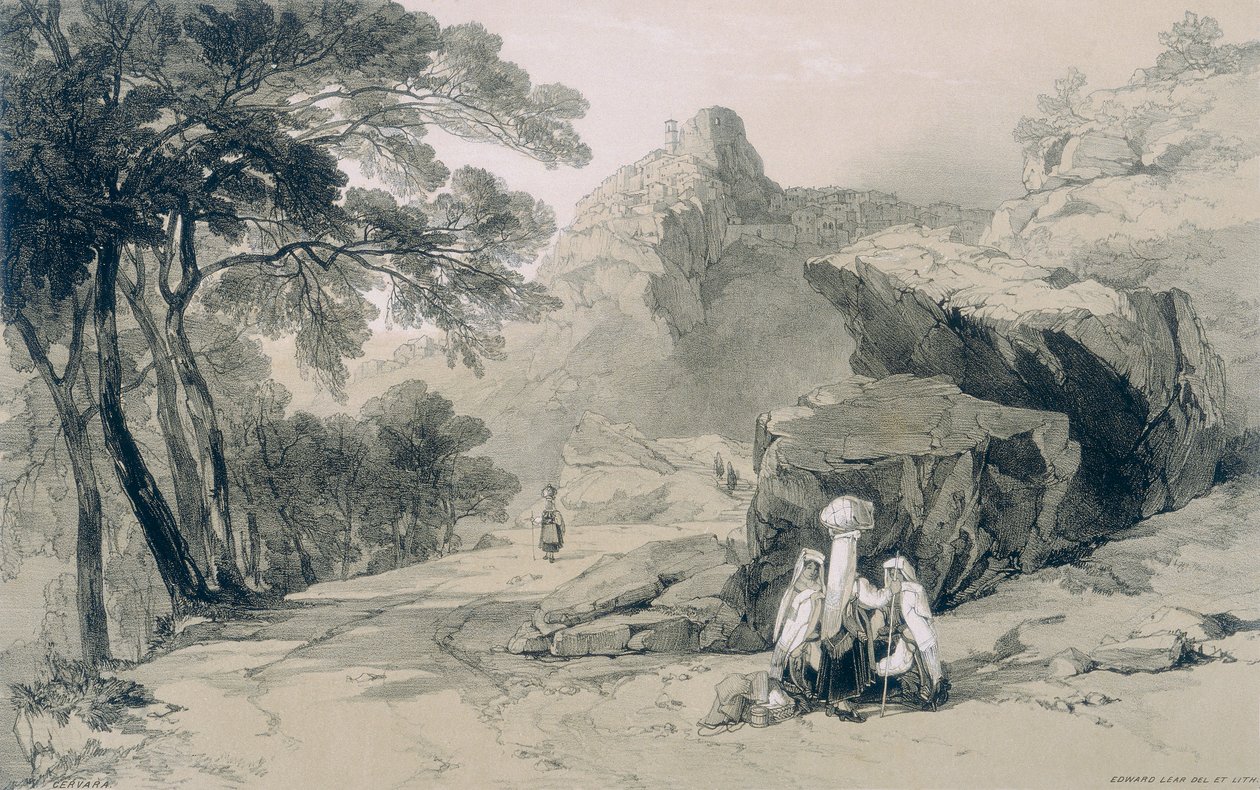 Widoki w Rzymie i okolicach: Cervara w dzielnicy Subiaco autorstwa Edward Lear
