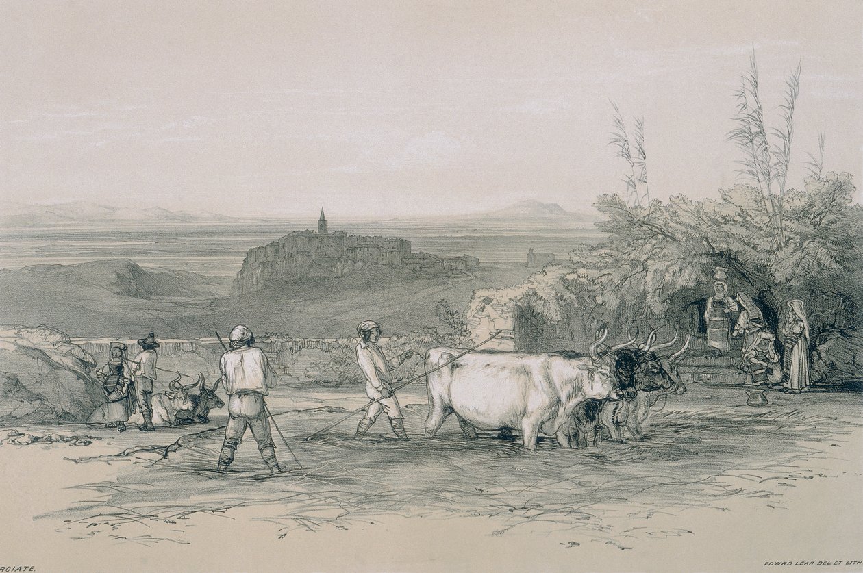 Widoki w Rzymie i okolicach: Roiate, miasto niedaleko Subiaco autorstwa Edward Lear
