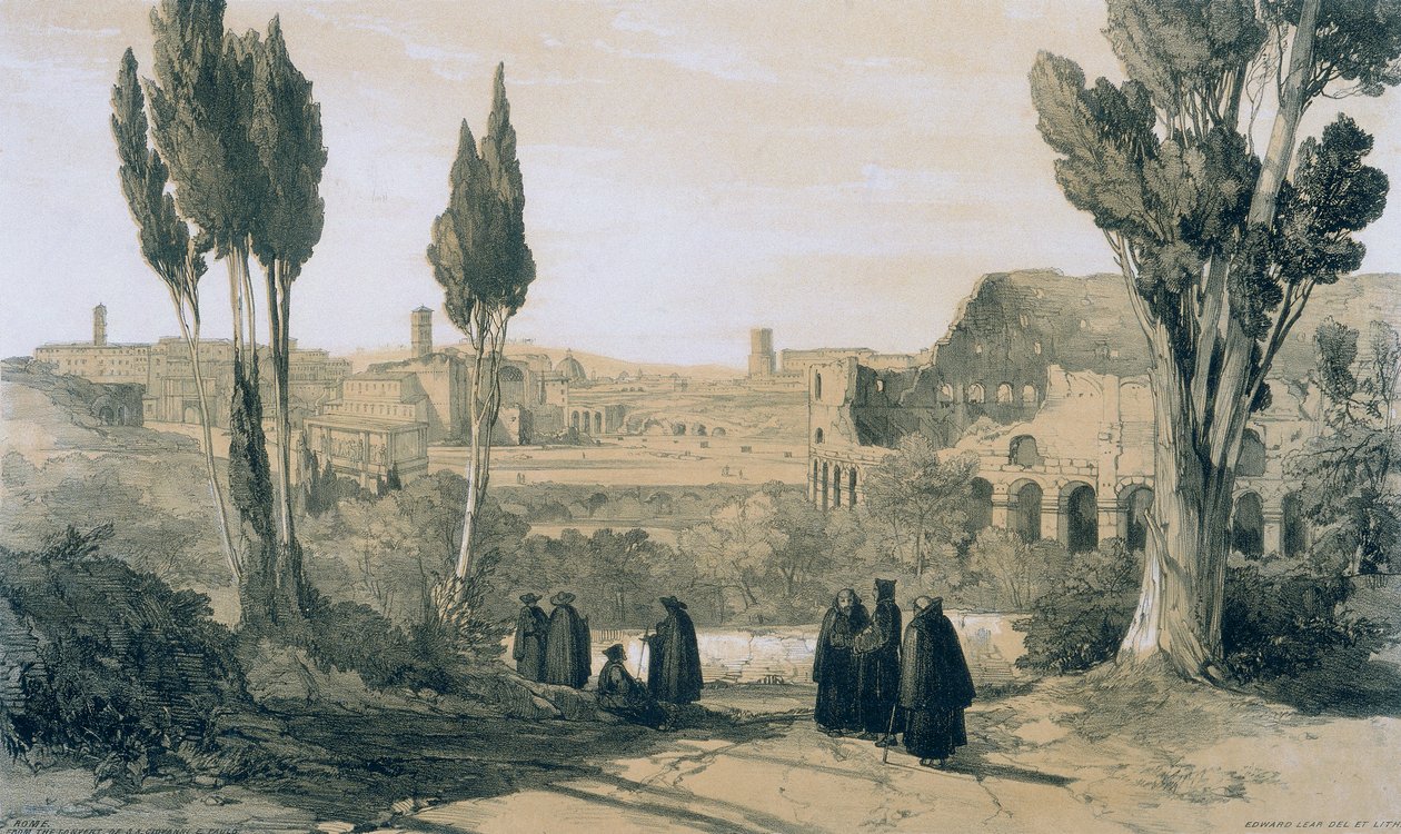 Widoki w Rzymie i okolicach: Rzym z klasztoru św. Giovanni e Paolo autorstwa Edward Lear