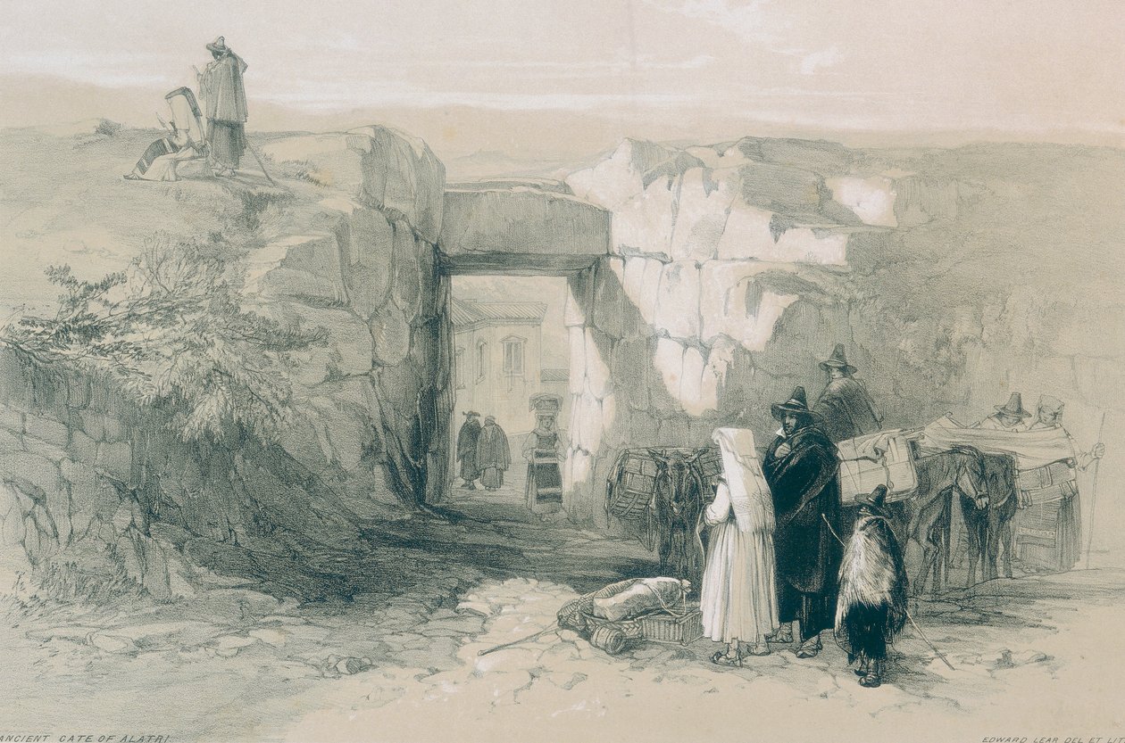 Widoki w Rzymie i okolicach: Starożytna cyklopowa brama Alatri autorstwa Edward Lear