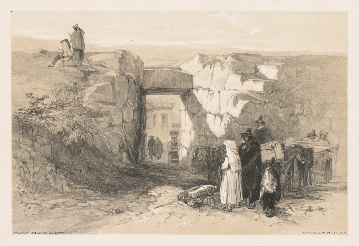 Widoki Rzymu i jego okolic: Starożytna Brama Alatri autorstwa Edward Lear