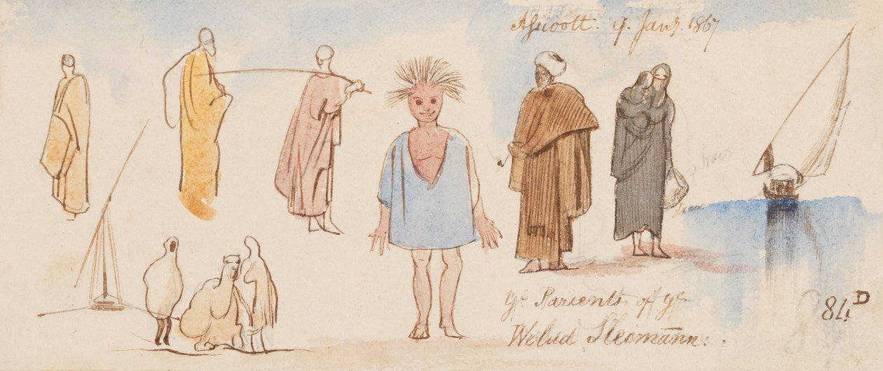 „Ye Parienls of ye Welud Sleimann”; Assioott [Asyut]; 9 stycznia 1867 r. (84D) autorstwa Edward Lear