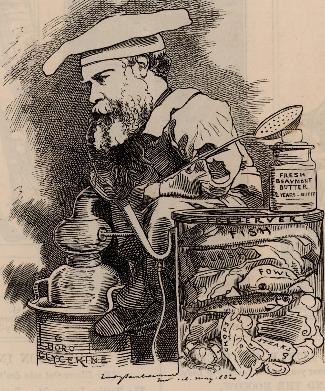 Cartoon Frederick Settle Barff) w serii Fancy Portraits Puncha, Londyn, 20 maja 1882 (grawerowanie) autorstwa Edward Linley Sambourne