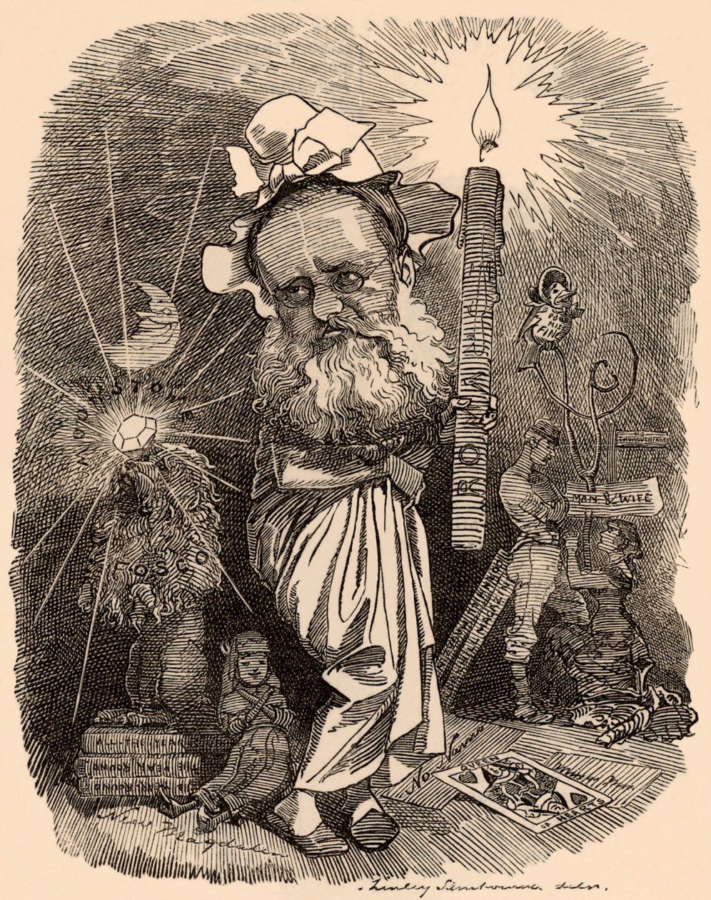 Karykatura powieściopisarza Wilkie Collins (1824-1889) autorstwa Edward Linley Sambourne
