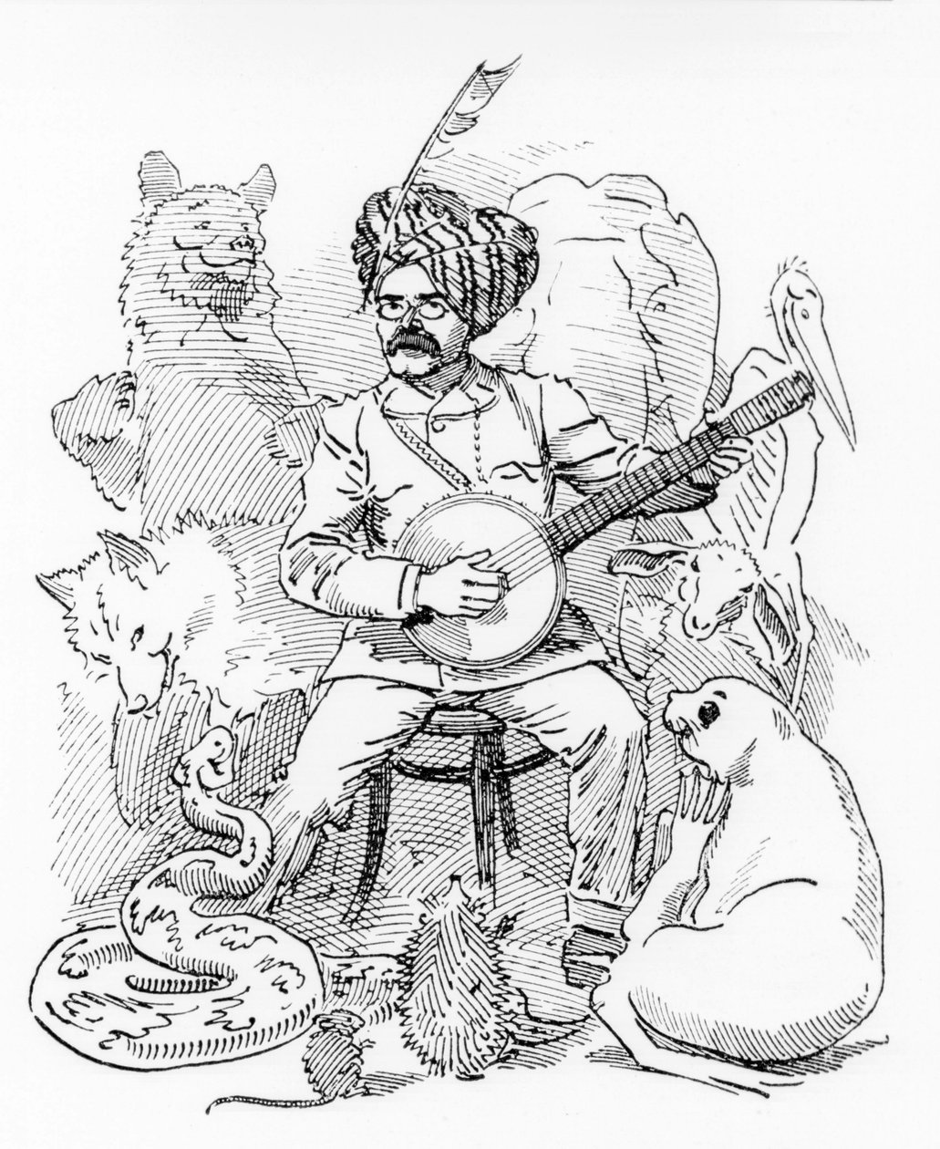 ilustracja do kreskówki Sambourne z Punch, Rudyard Kipling (rysunek) autorstwa Edward Linley Sambourne