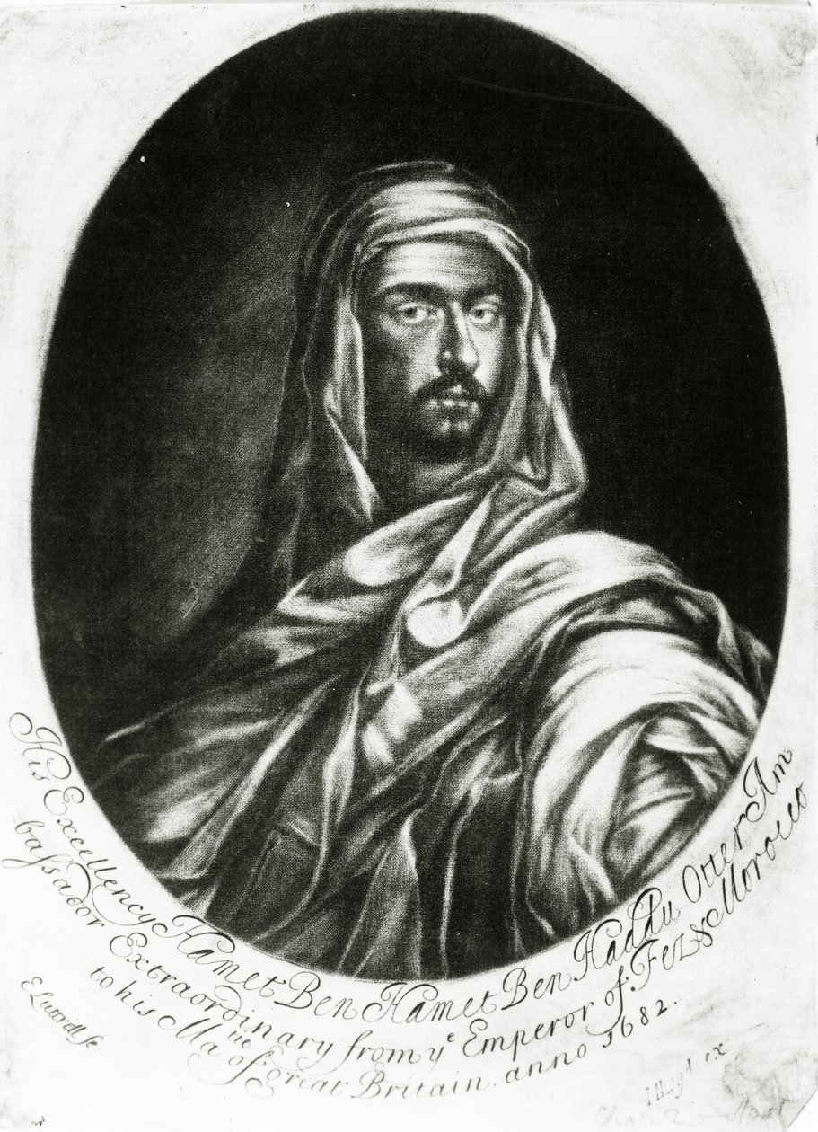 Jego Ekscelencja Hamet Ben Hamet Ben Haddu Otter, wyd. John Lloyd, 1682 (mezzotint) autorstwa Edward Luttrell