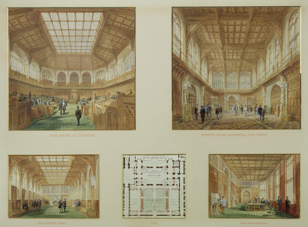 Nowa Izba Gmin, Pałac Westminsterski, 1868 r. autorstwa Edward M. Barry