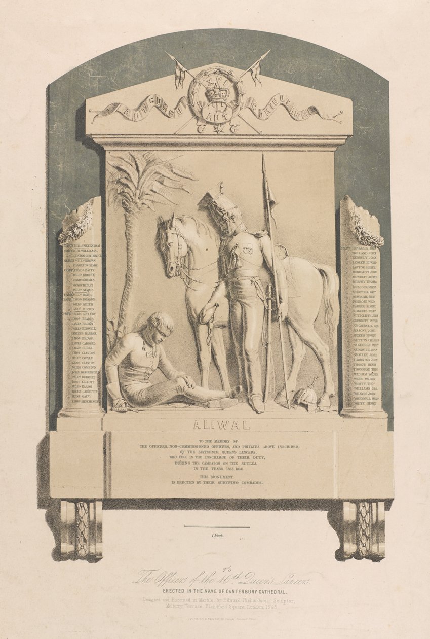 Pomnik Aliwala, katedra w Canterbury, 1848 ok autorstwa Edward M. Richardson