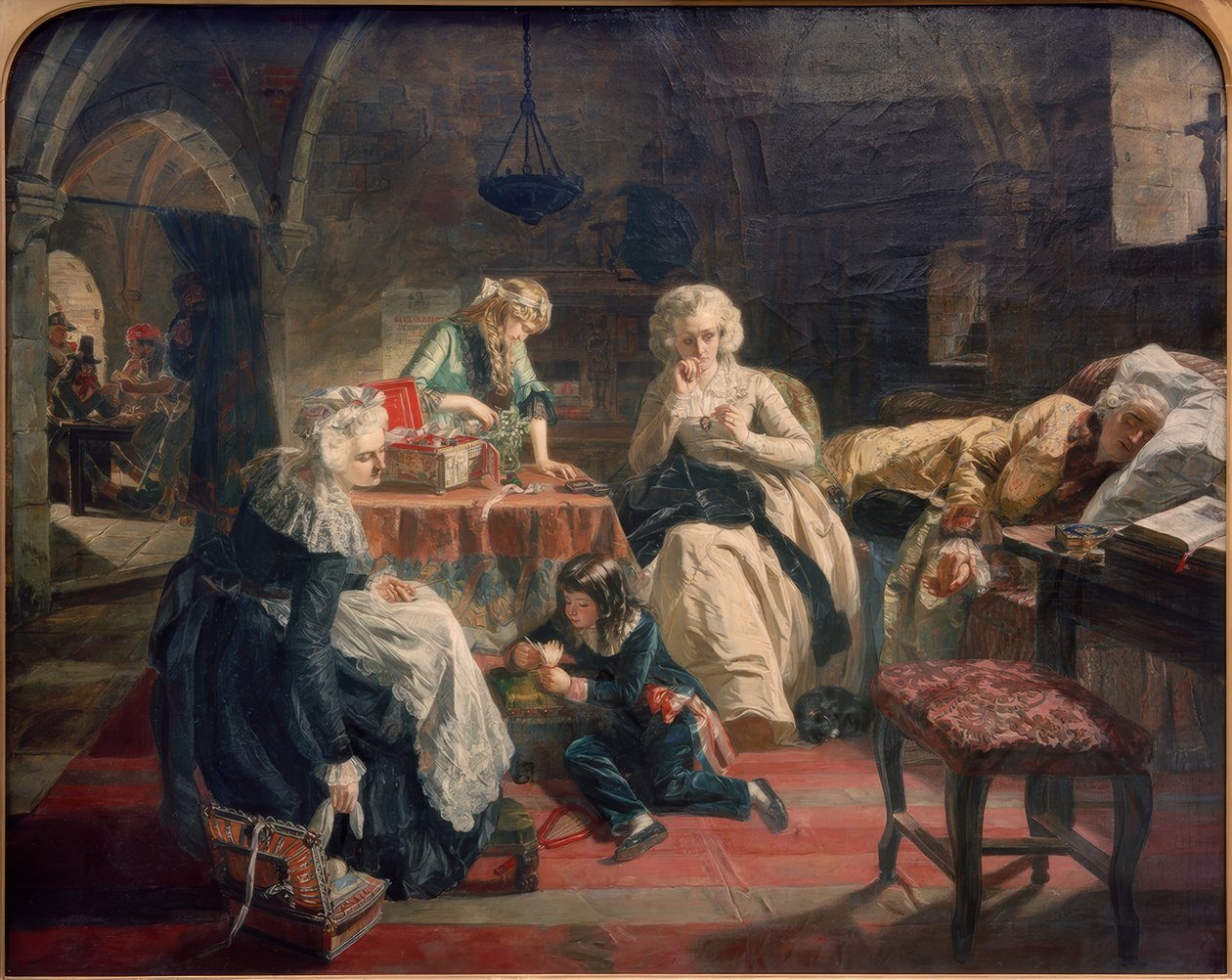 Francuska rodzina królewska w więzieniu Temple autorstwa Edward Matthew Ward