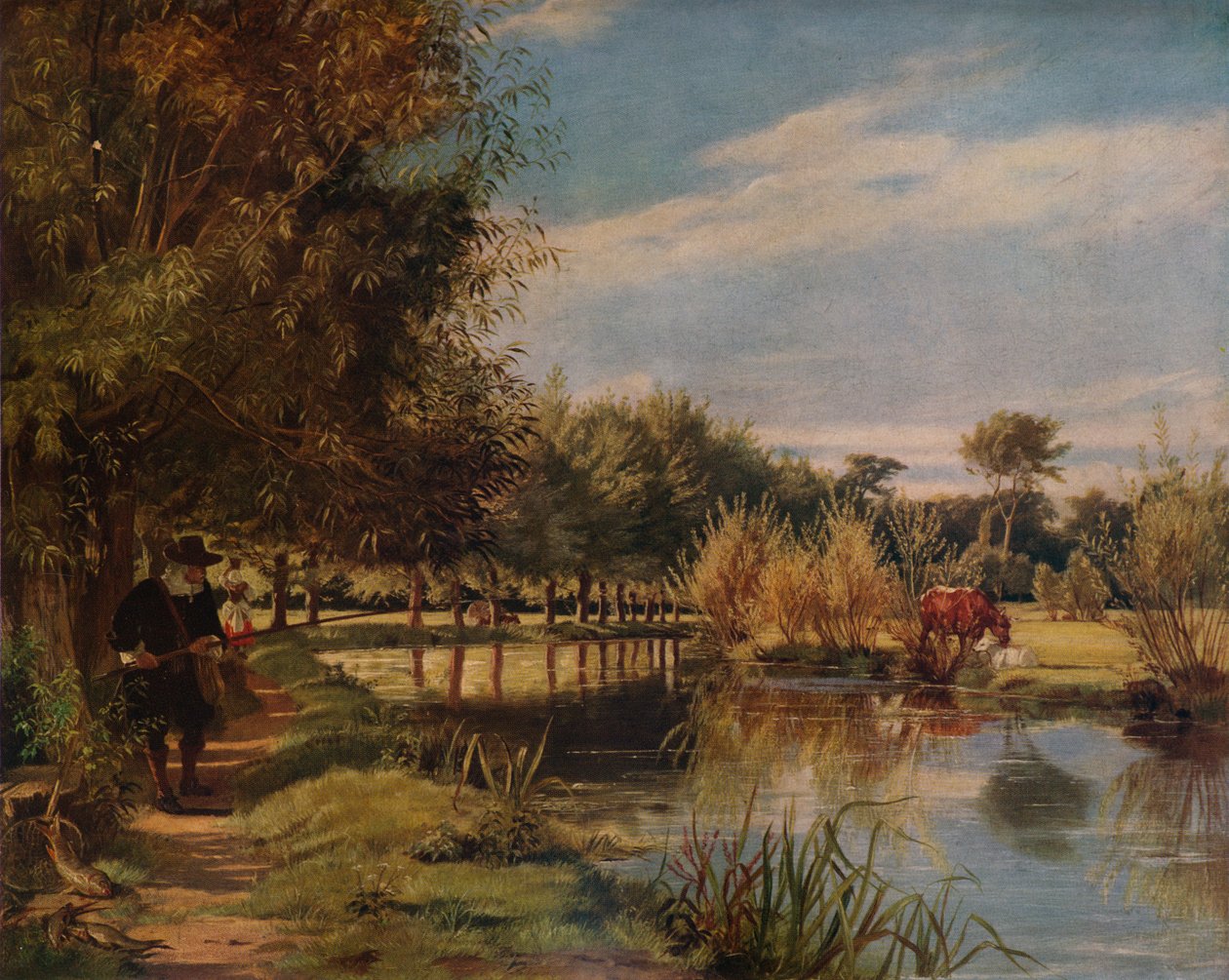 Wędkarstwo Izaak Walton: Letni dzień nad brzegiem Colne, 1938 autorstwa Edward Matthew Ward