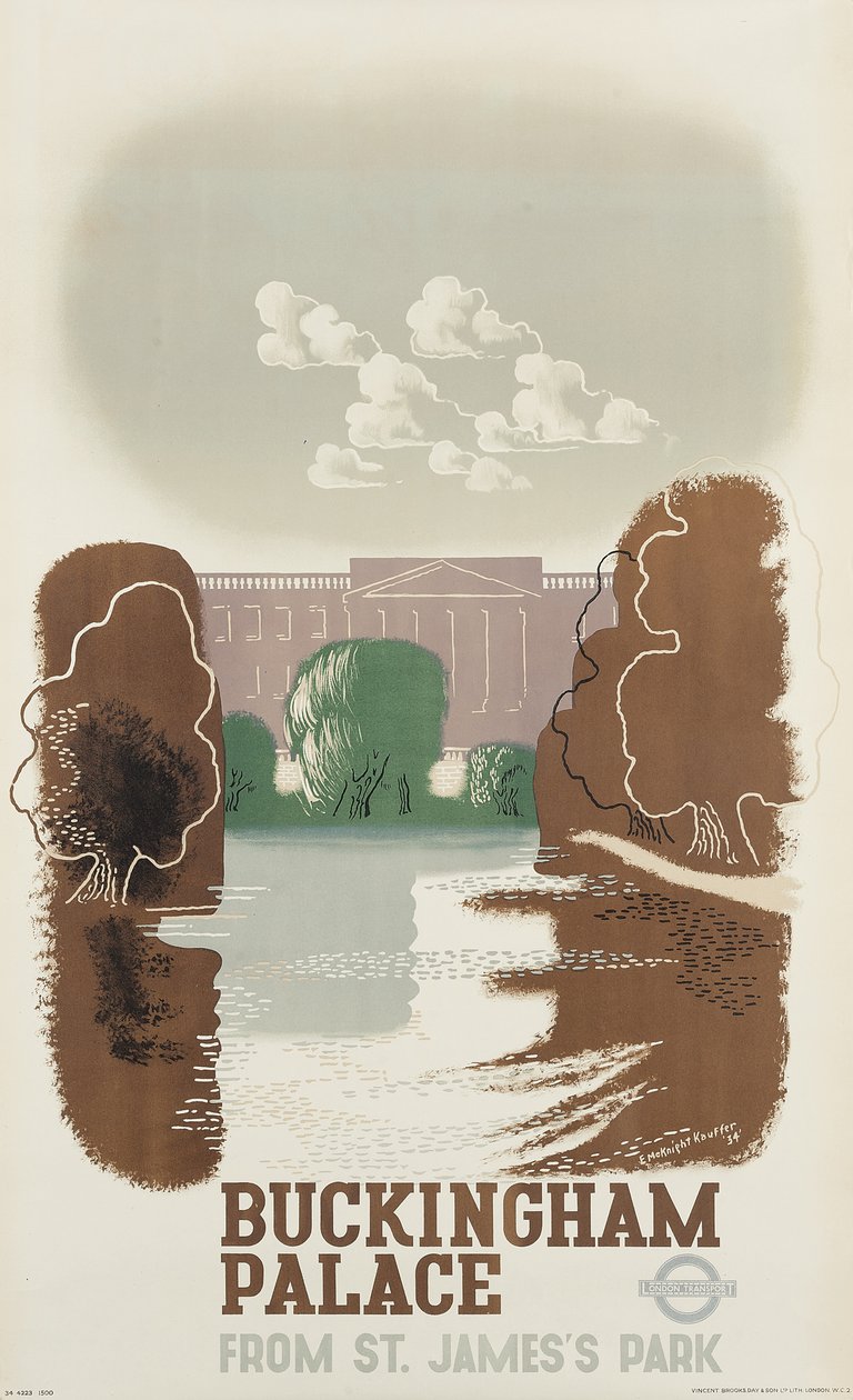 Plakat London Undrground reklamujący Pałac Buckingham autorstwa Edward McKnight Kauffer