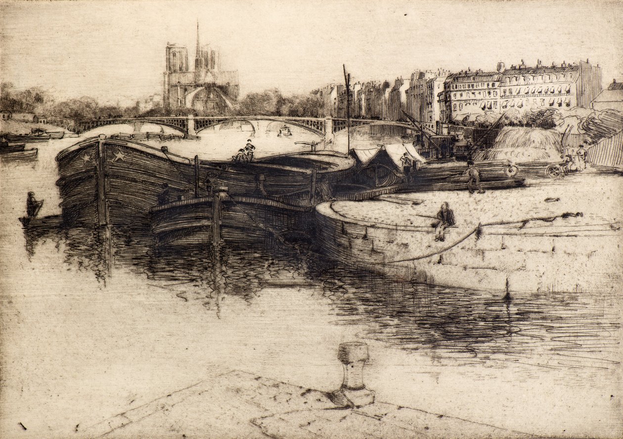 Widok Notre Dame od strony Sekwany (akwaforta) autorstwa Edward Millington Synge