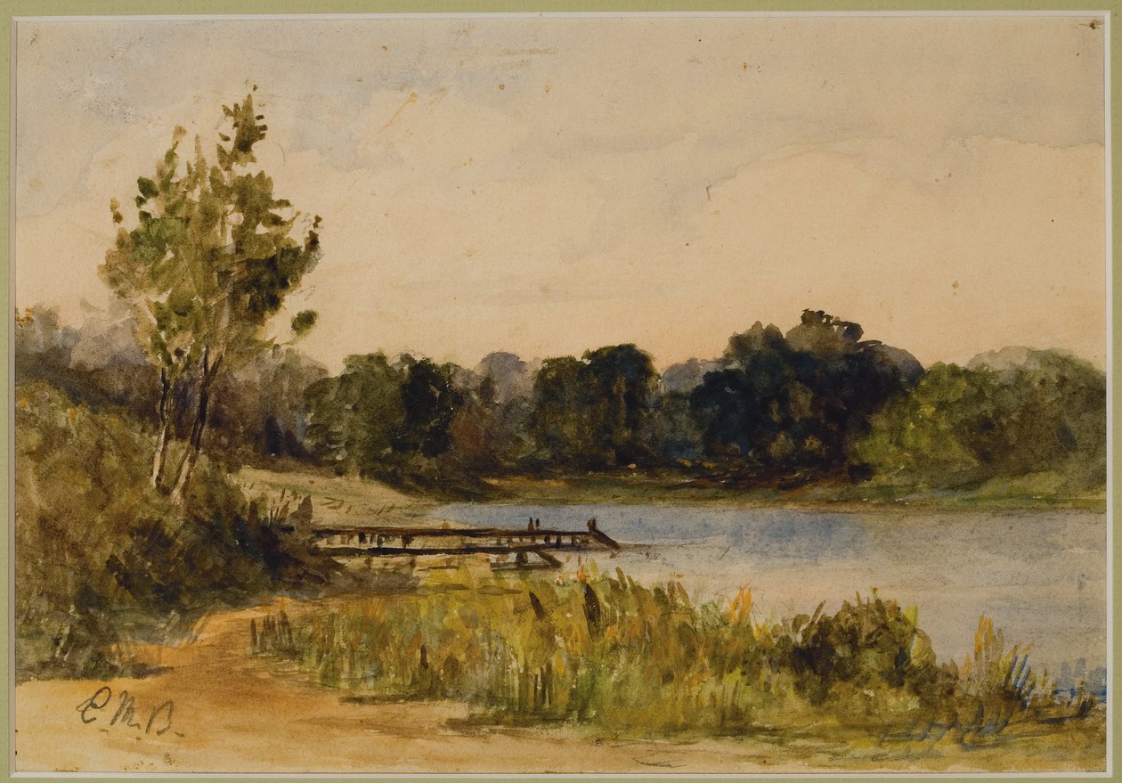 Krajobraz z dokiem i wodą (#37), c. 1880 (akwarela na papierze) autorstwa Edward Mitchell Bannister