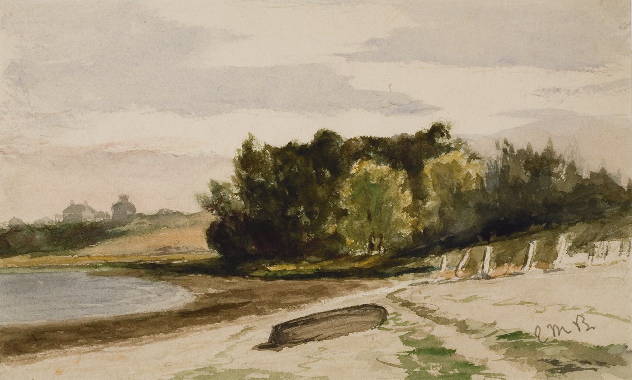 Pejzaż z kłodą na plaży (#40), ok. godz. 1880 (akwarela na papierze) autorstwa Edward Mitchell Bannister