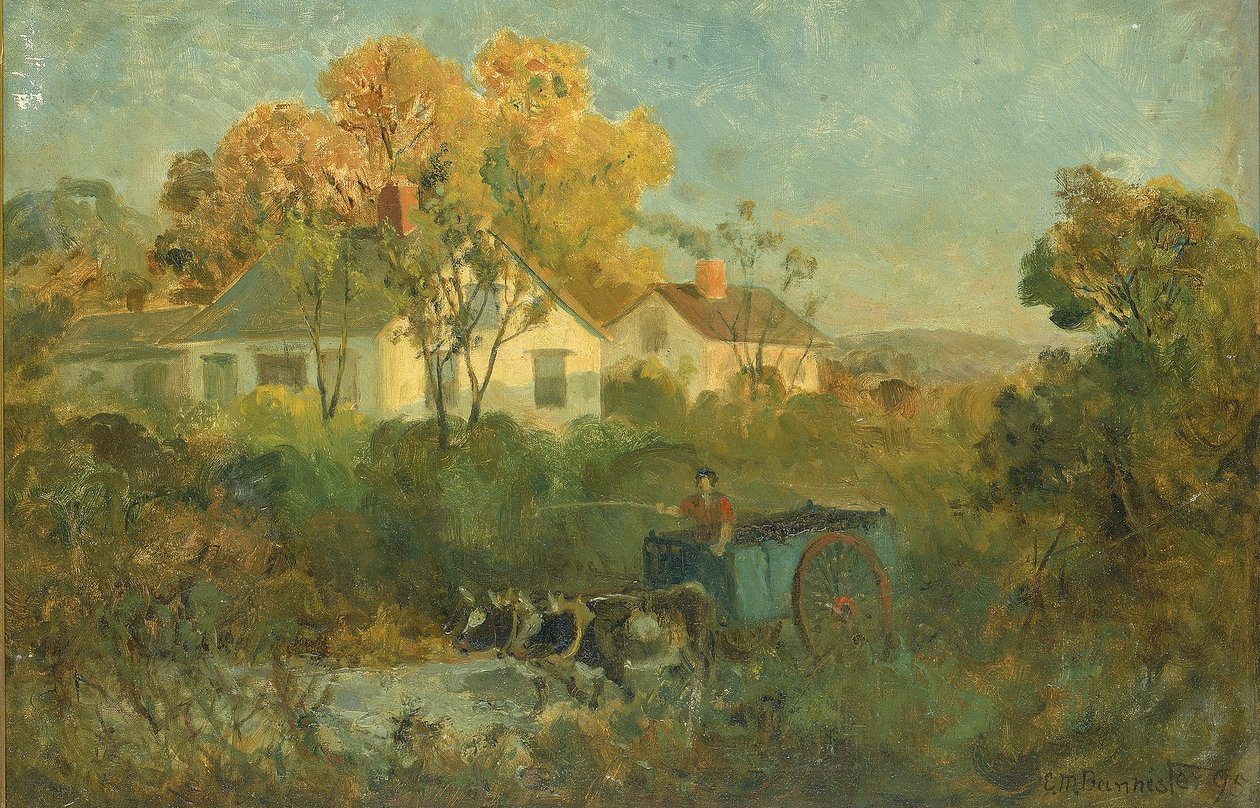 The Drinking Pool (mężczyzna na wozie z wołami przy basenie) autorstwa Edward Mitchell Bannister
