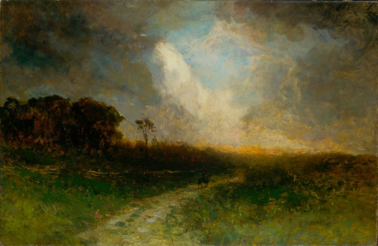 Bez tytułu (krajobraz, mężczyzna na koniu) autorstwa Edward Mitchell Bannister