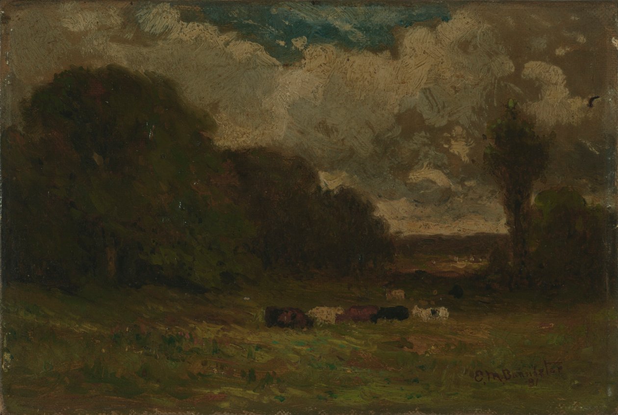 Bez tytułu (krajobraz z krowami i drzewami) autorstwa Edward Mitchell Bannister