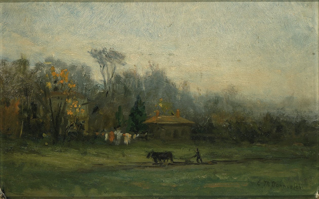 Bez tytułu (krajobraz z człowiekiem orzącym pole) autorstwa Edward Mitchell Bannister