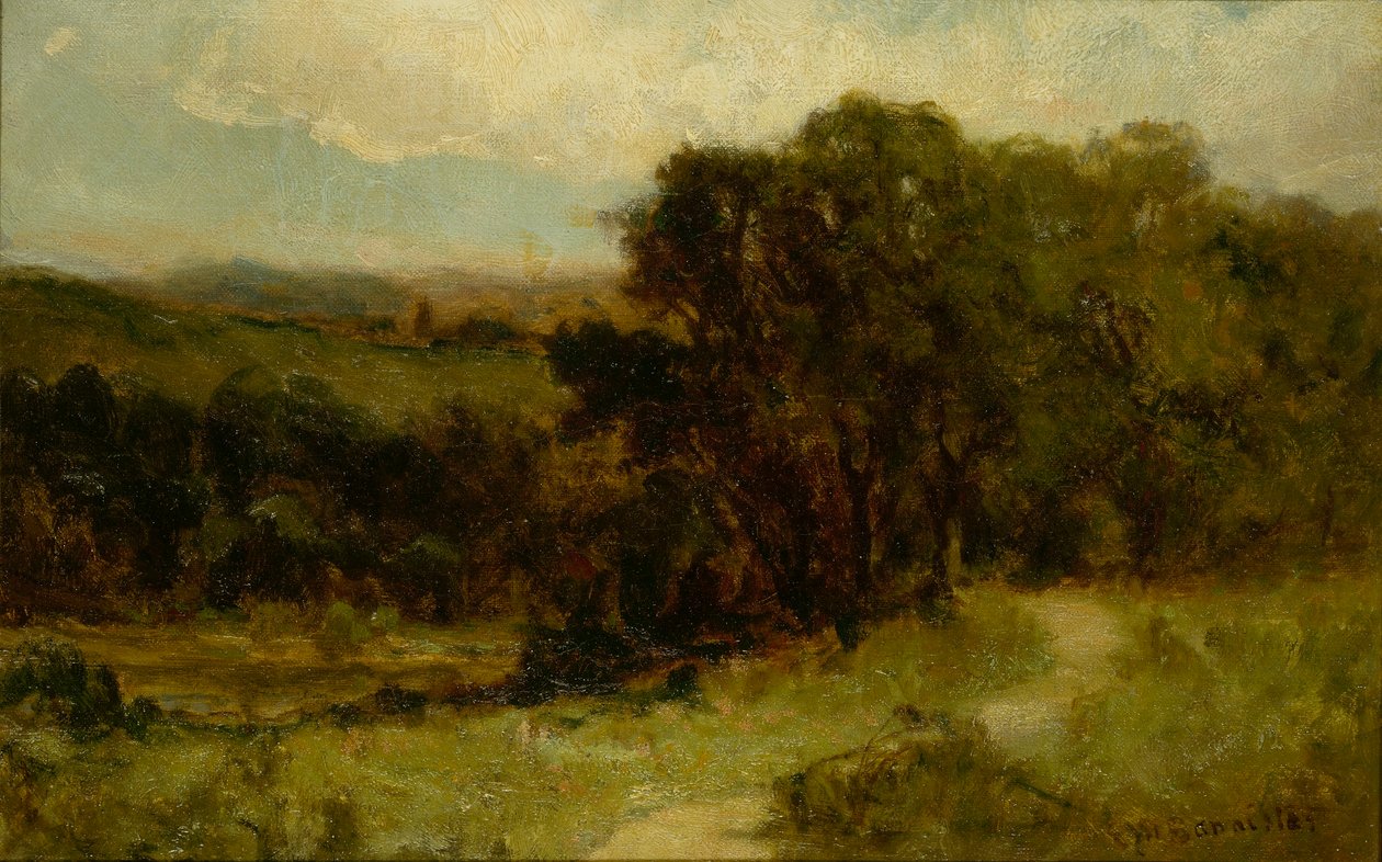 Bez tytułu (krajobraz z drogą w pobliżu strumienia i drzew) autorstwa Edward Mitchell Bannister