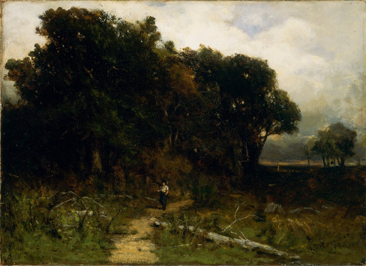 Bez tytułu (krajobraz, drwal na ścieżce) autorstwa Edward Mitchell Bannister