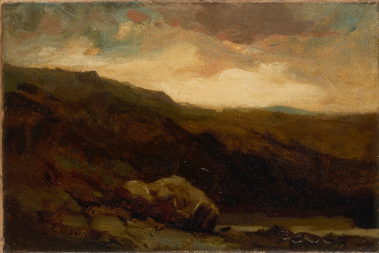 Bez tytułu (górski krajobraz ze skałami i strumieniem na pierwszym planie) autorstwa Edward Mitchell Bannister
