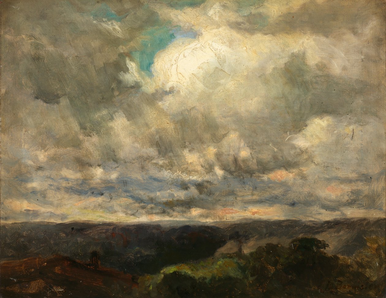 Krajobraz bez tytułu, zachmurzone niebo. autorstwa Edward Mitchell Bannister