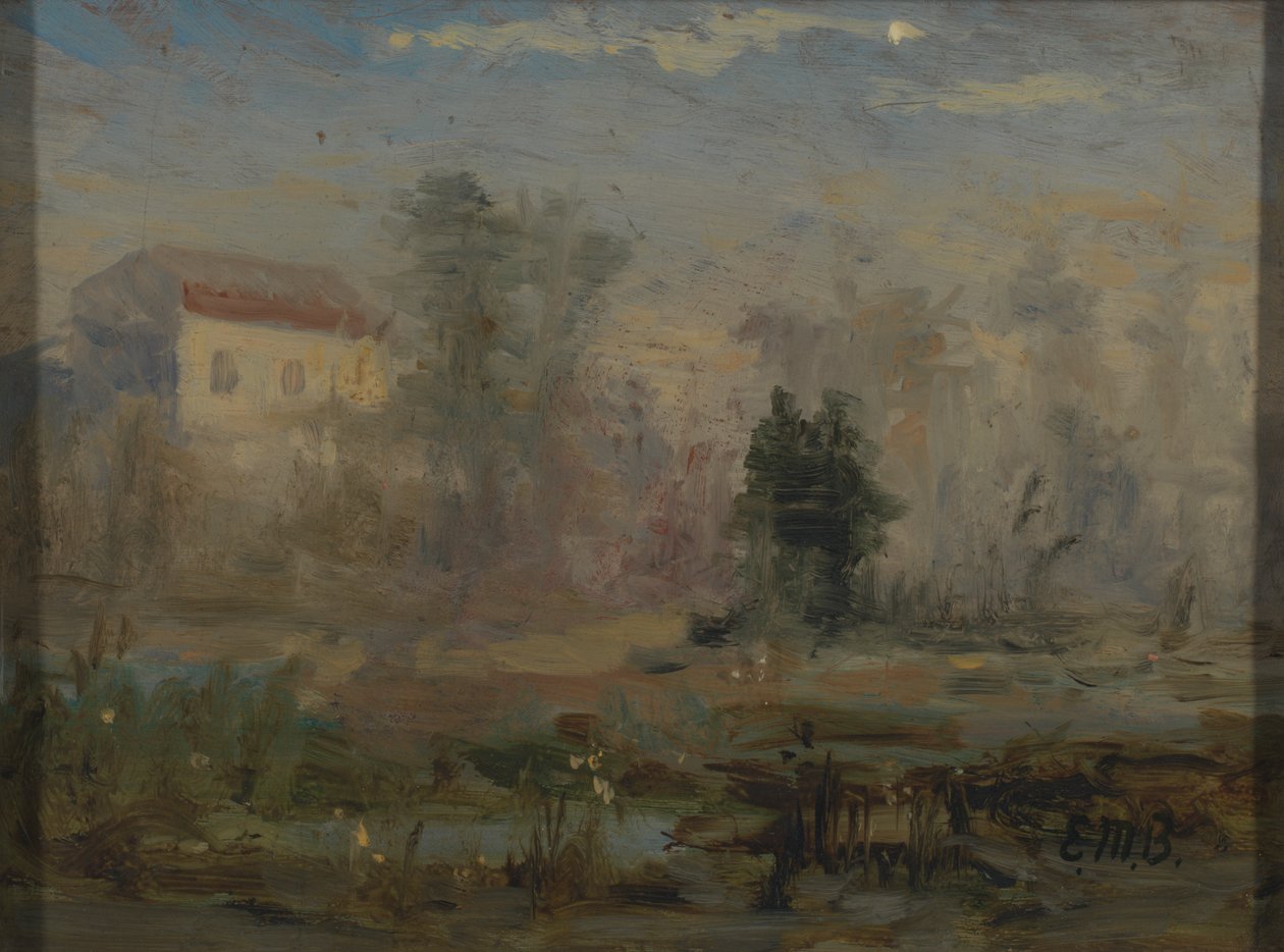 Krajobraz bez tytułu z domem w tle, b.d. autorstwa Edward Mitchell Bannister