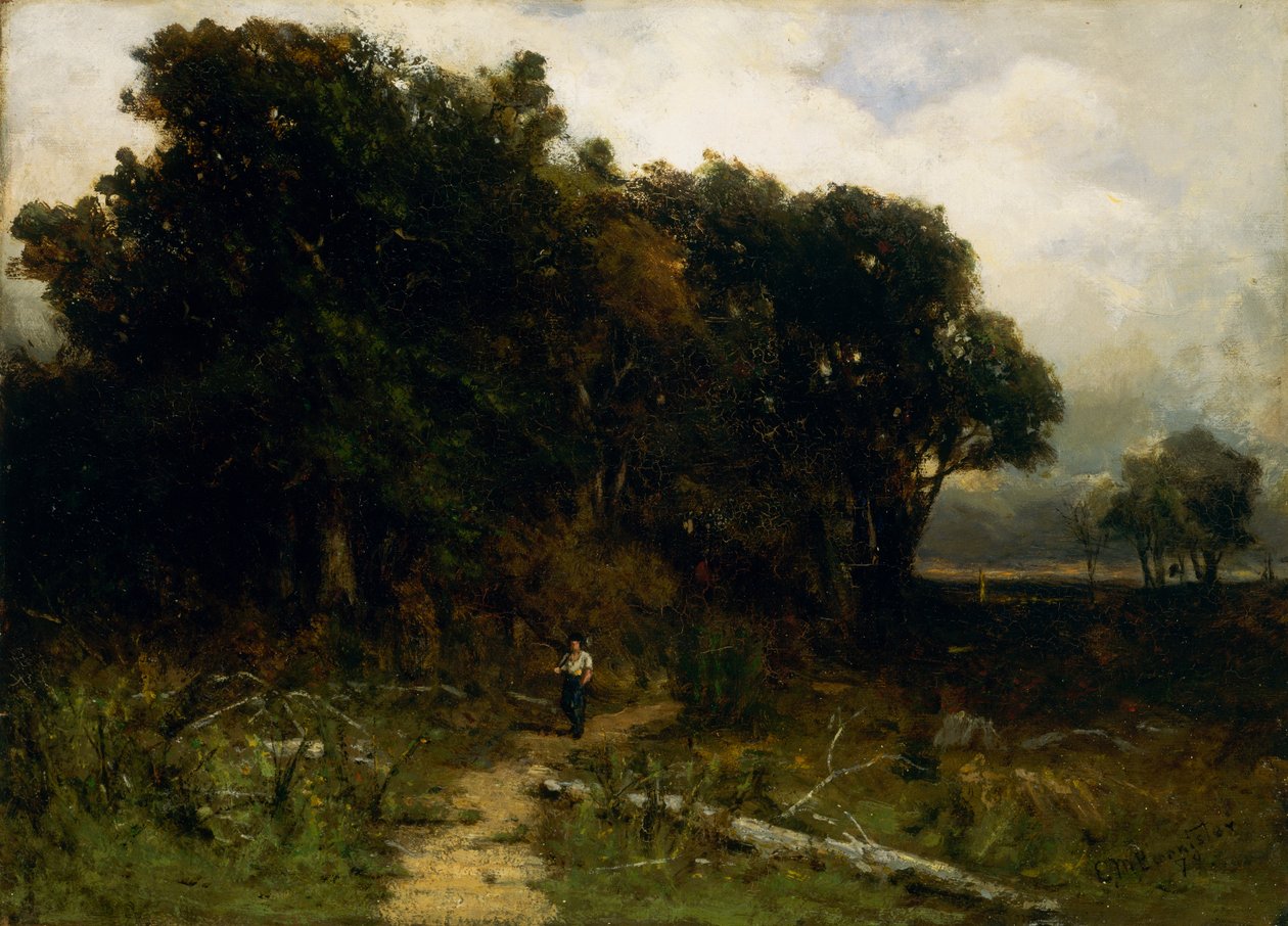 Pejzaż bez tytułu, drwal na ścieżce, 1879. autorstwa Edward Mitchell Bannister