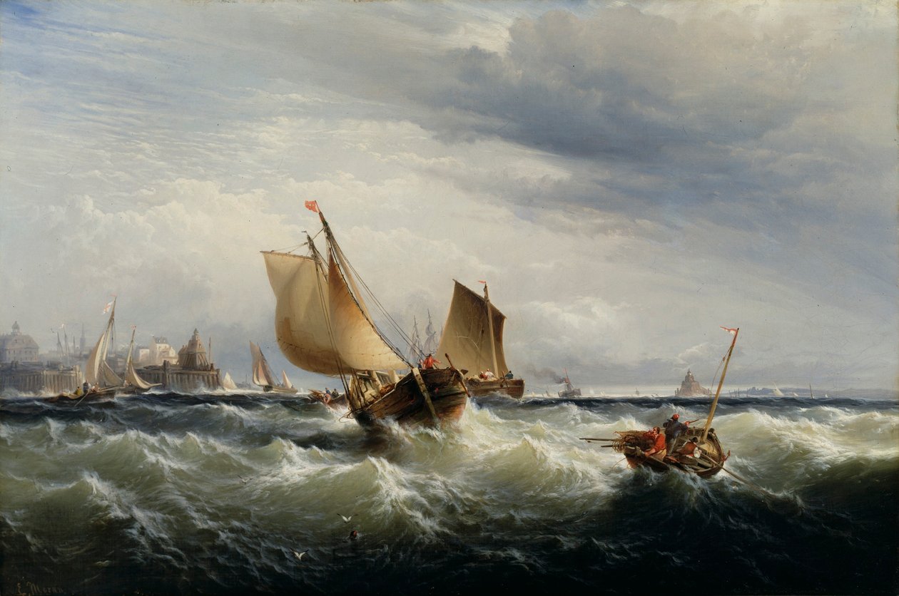 Łodzie wędkarskie płynące pod wiatr autorstwa Edward Moran
