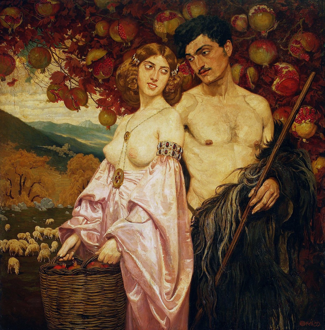 Autoportret z sycylijską kobietą - Granaty autorstwa Edward Okun