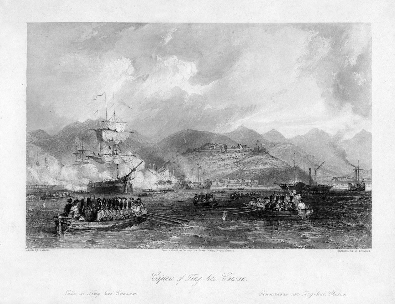 Zdobycie Ting-hai, Chusan, Chiny, 1841 XIX wiek. autorstwa Edward Paxman Brandard