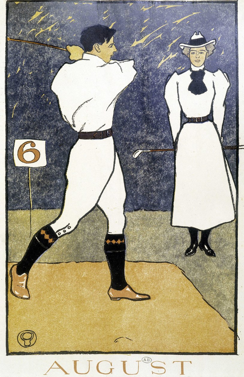 Para grająca w golfa - w „Kalendarzu golfowym” Edwarda Penfielda autorstwa Edward Penfield