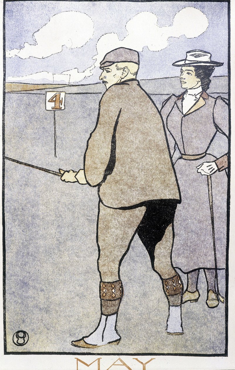 Para grająca w golfa – w „Kalendarzu golfowym” Edwarda Penfielda autorstwa Edward Penfield