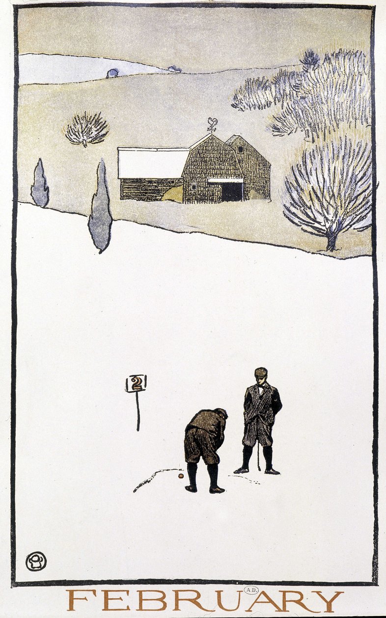 Golf w śniegu - w „Kalendarzu golfowym” Edwarda Penfielda autorstwa Edward Penfield