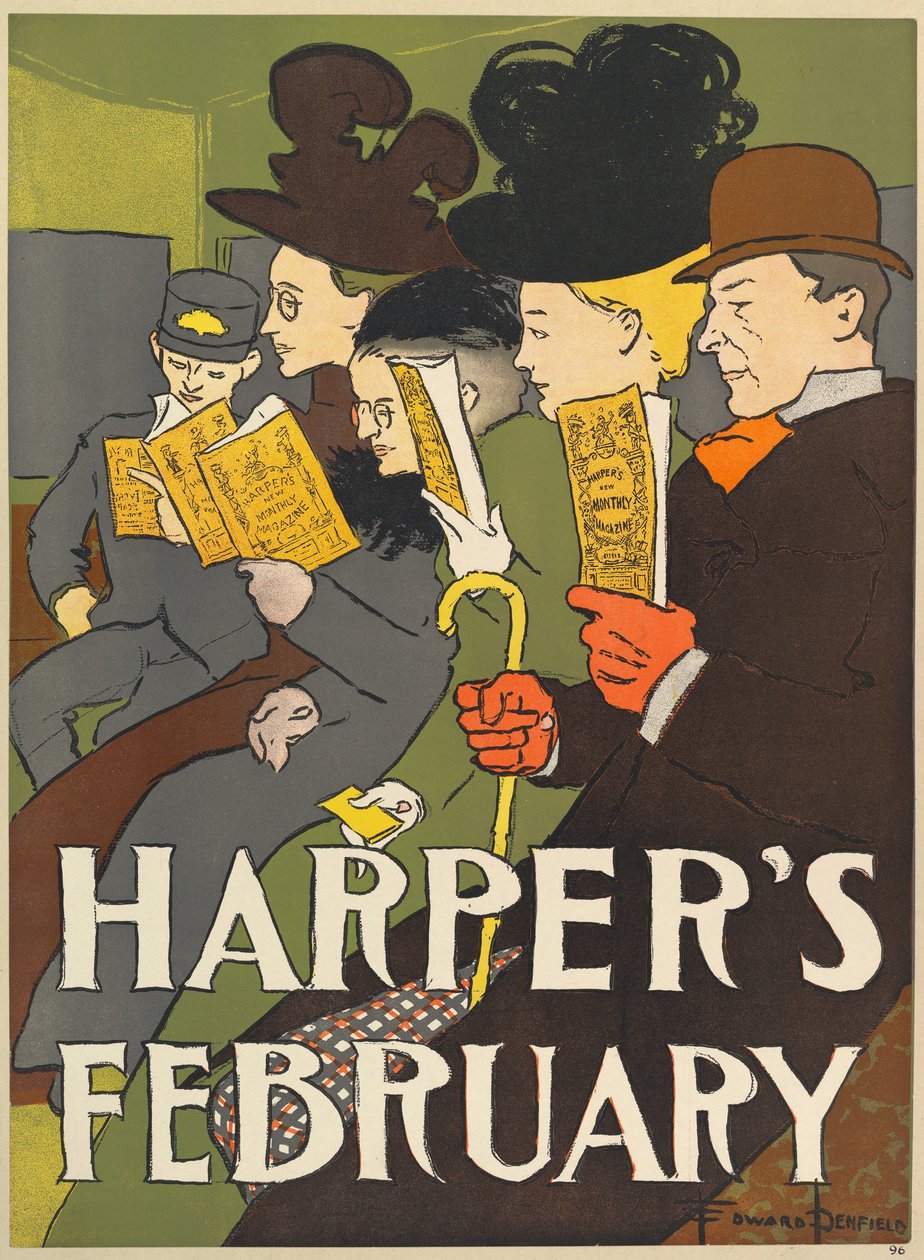 Harpers New Monthly Magazine, luty 1896 (kolor lito) autorstwa Edward Penfield