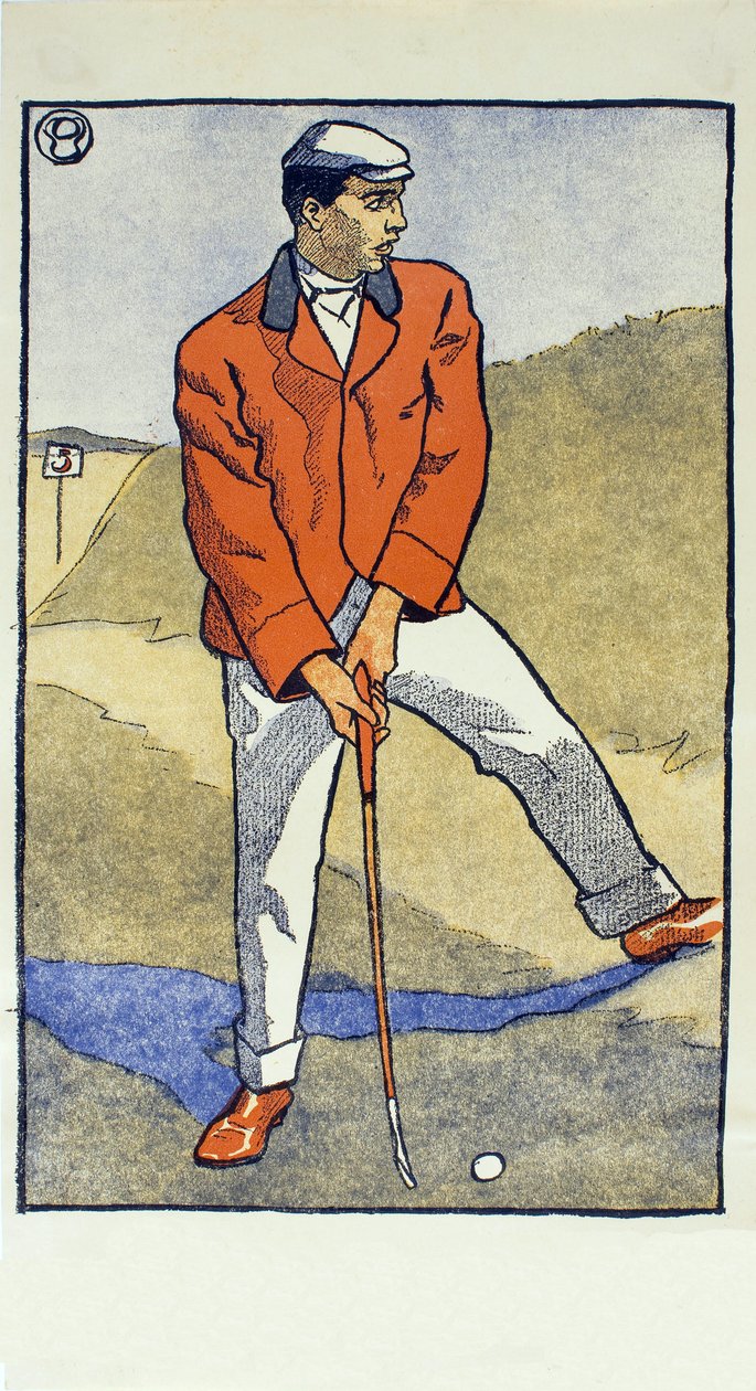 Czerwiec/lipiec, fragment z kalendarza golfowego 1931, wyd. 1931 autorstwa Edward Penfield